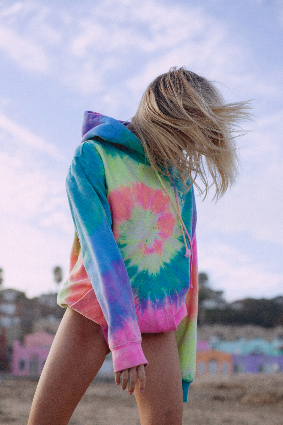 Girl Wearing Tie-Dye Hoodie